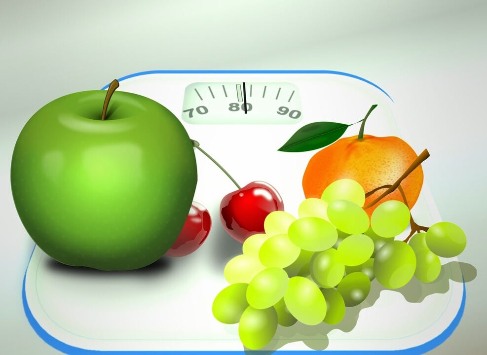 Frutta e bacche sulla bilancia